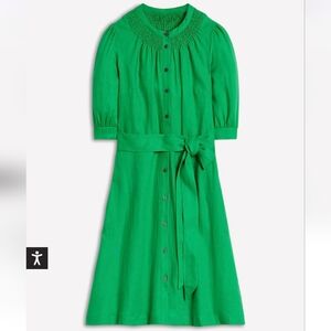 Boden Ada Linen Short Dress In Sapling Green Size 2P BNWT